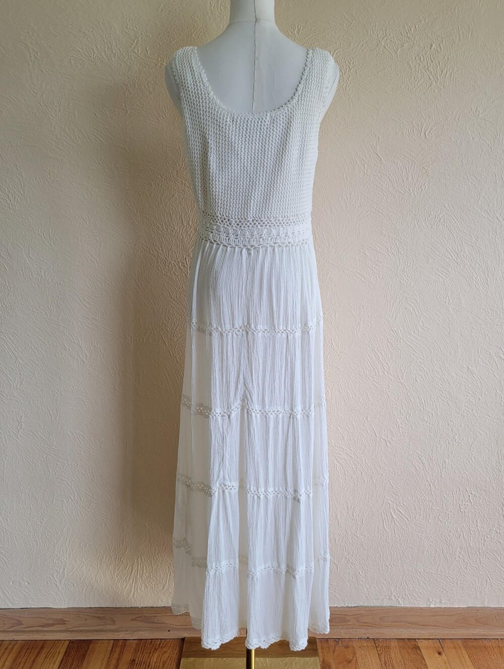 Mix Nouveau | Vintage White Knit & Tiered Boho Dress - Picture 5 of 8